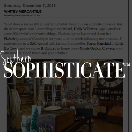 White's Mercantile is mentioned in Southern Sophisticate